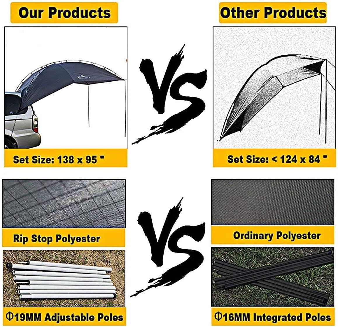 Portable Camping Awning Tent for SUV Truck Van Trailer Use