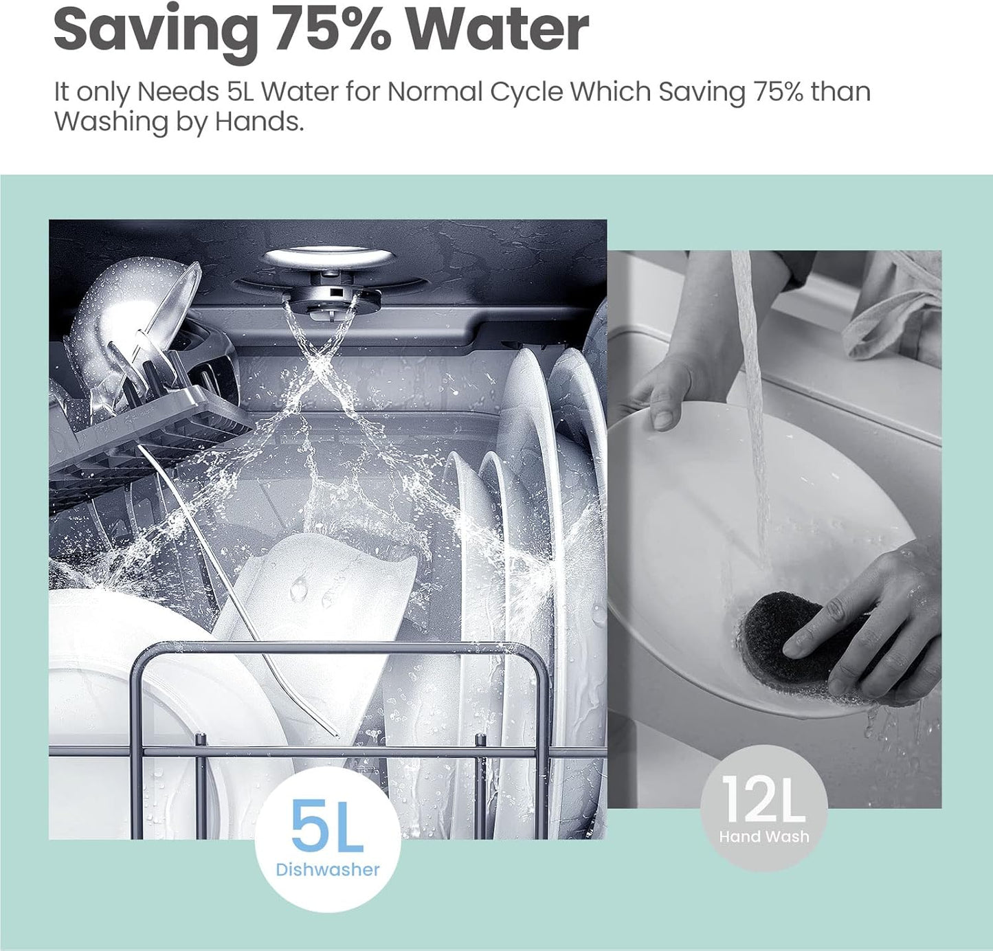 COMFEE' Portable Mini Dishwasher Countertop with 5L Built-in Water Tank