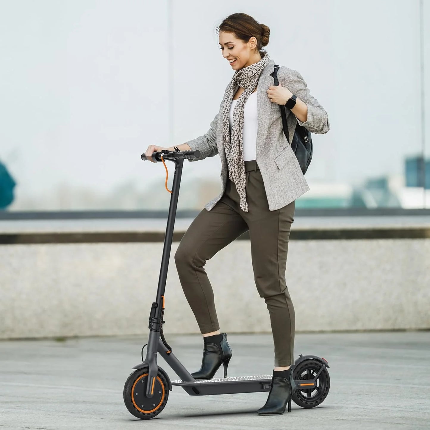 Electric Scooter, 350W/500W Powerful Motor, 8.5"/10" Solid Tires, 19/22Mph, 28/21/12 Miles Range,Dual Braking