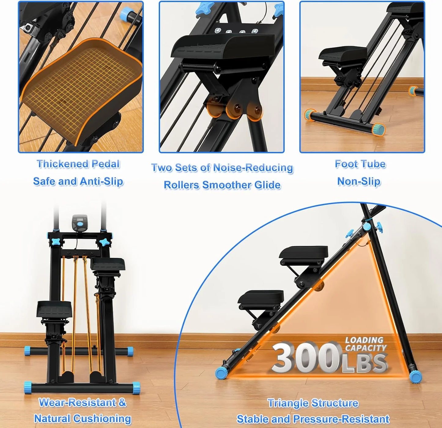 Stair Stepper for Home Gym,Folding Vertical Climber Cardio Exercise Machine,Stair Climber for Full Body Workout with Adjustable Handlebar for Women & Men