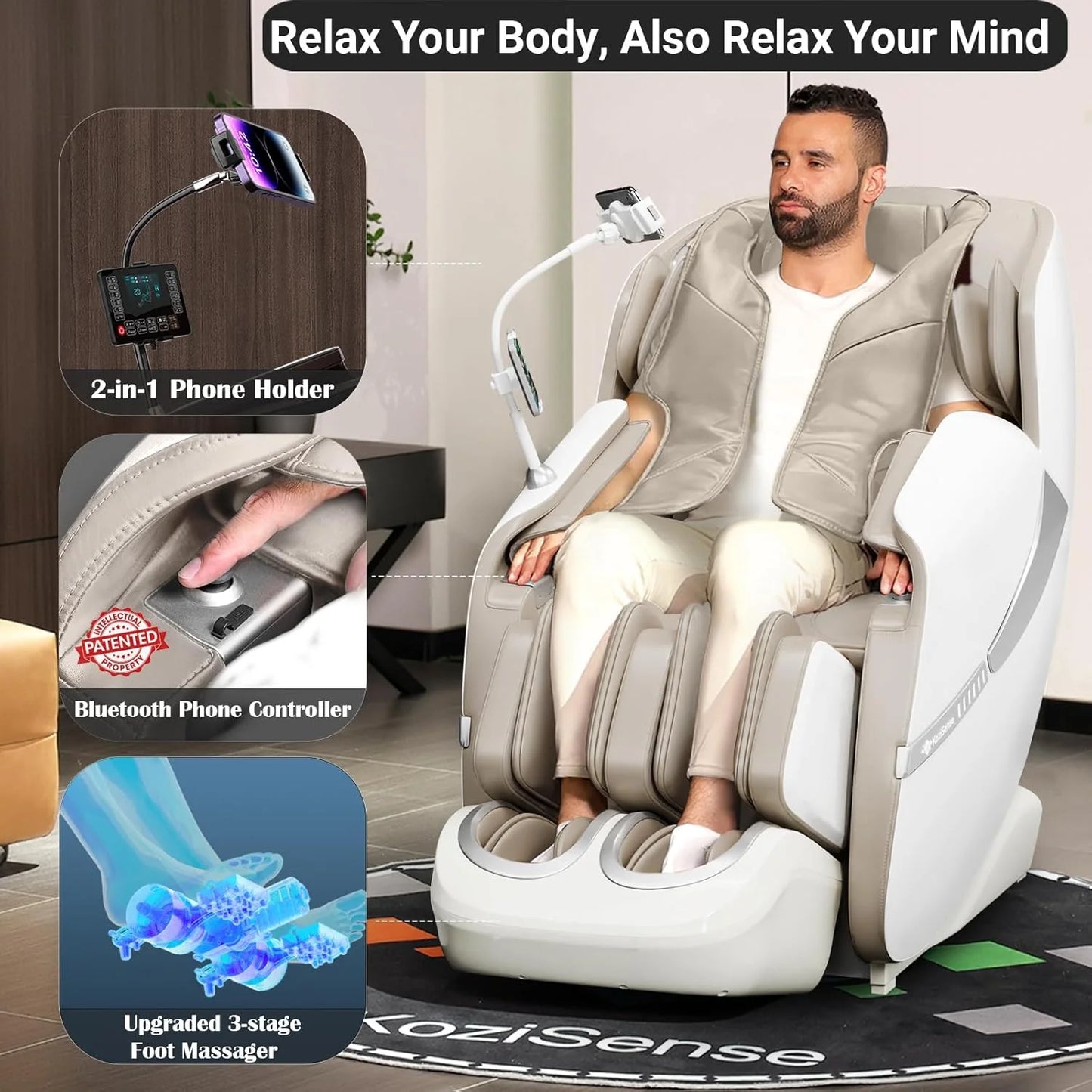 2025 Massage Chair Full Body, Zero Gravity SL-Track Shiatsu Massage Recliner Chair with Heat, AI Control, Body Scan and Calfrest Extension