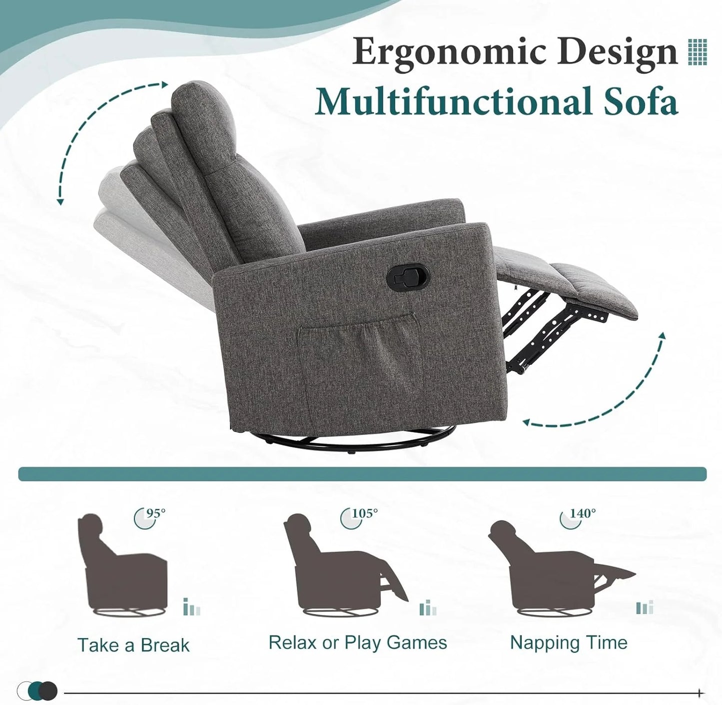 Adult recliner, living room massage recliner, adjustable home theater chair single sofa