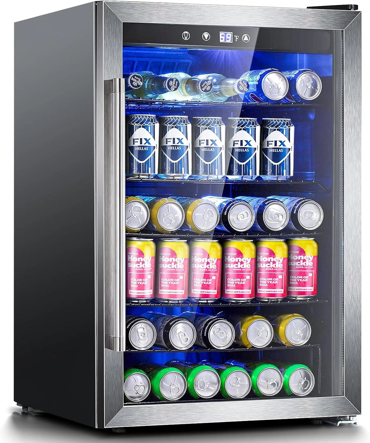 Antarctic Star Beverage Refrigerator Cooler 68 Can, Mini Fridge with Glass Door for Beer Drinks Wine,Freestanding Small Fridge with Electronic Temperature Control for Home and Bar,1.7 cu.ft