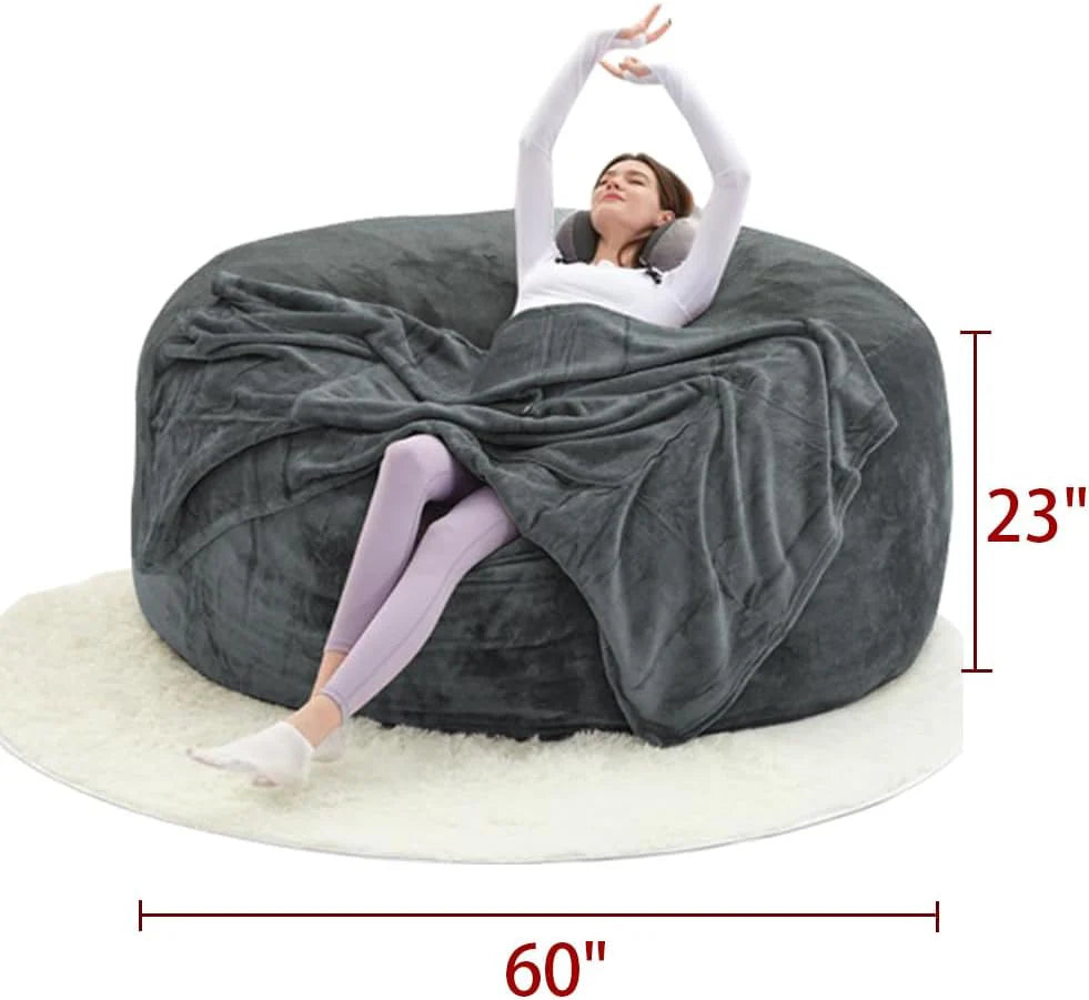 60" inch Oversized Bean Bag Sofa with Filling, Memory Sponge Bean Bag Chair
