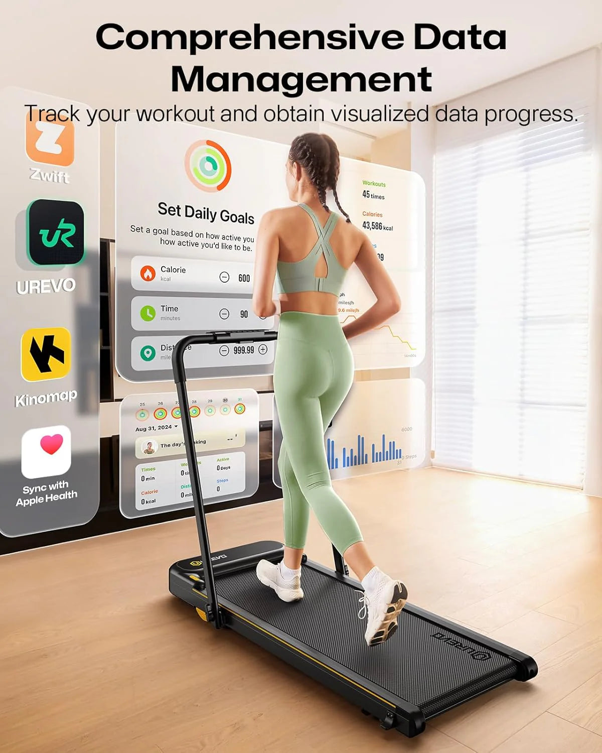 Urevo Strol 2E Smart 2-in-2 Folding Treadmill Dual LED Display