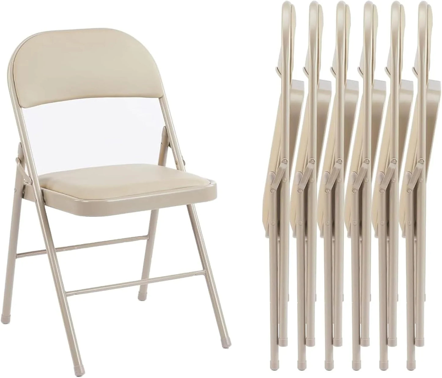 Sweetcrispy Folding Chair 12 Pack, Leather Padded Folding Chairs, Sturdy Metal Foldable Chairs