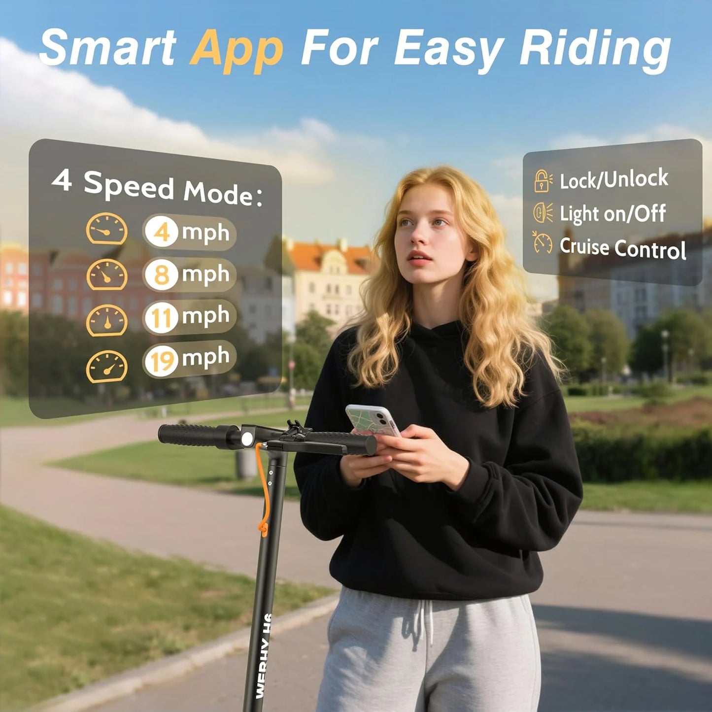 Electric Scooter, 350W/500W Motor, Top Speed 19/22 mph, Max 16/23/28Miles Ranges, Foldable E Scooter for Adults