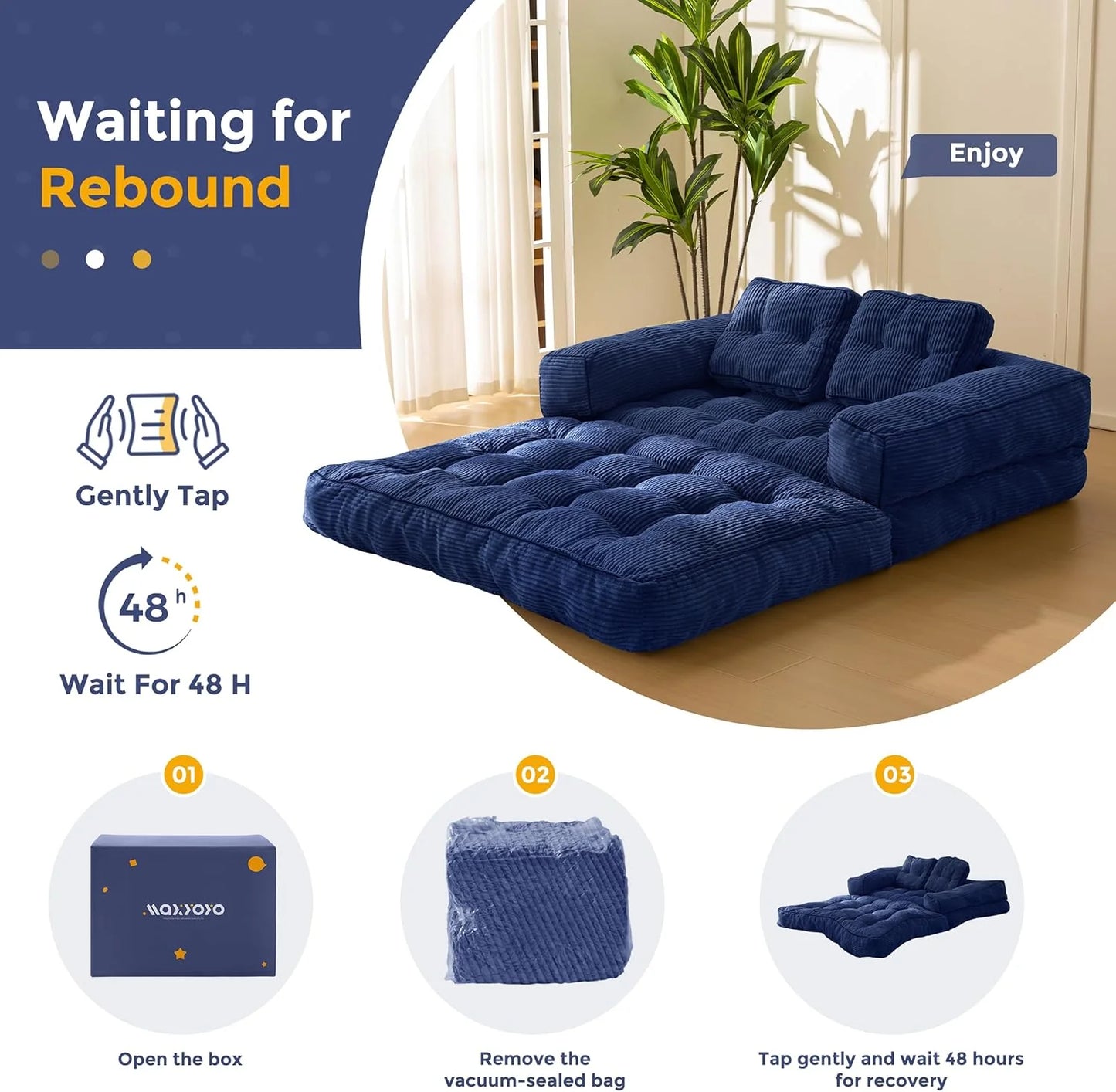 Folding Sofa Bed, L-Shaped Convertible Sofa Bed with Armrests and Pillows,
