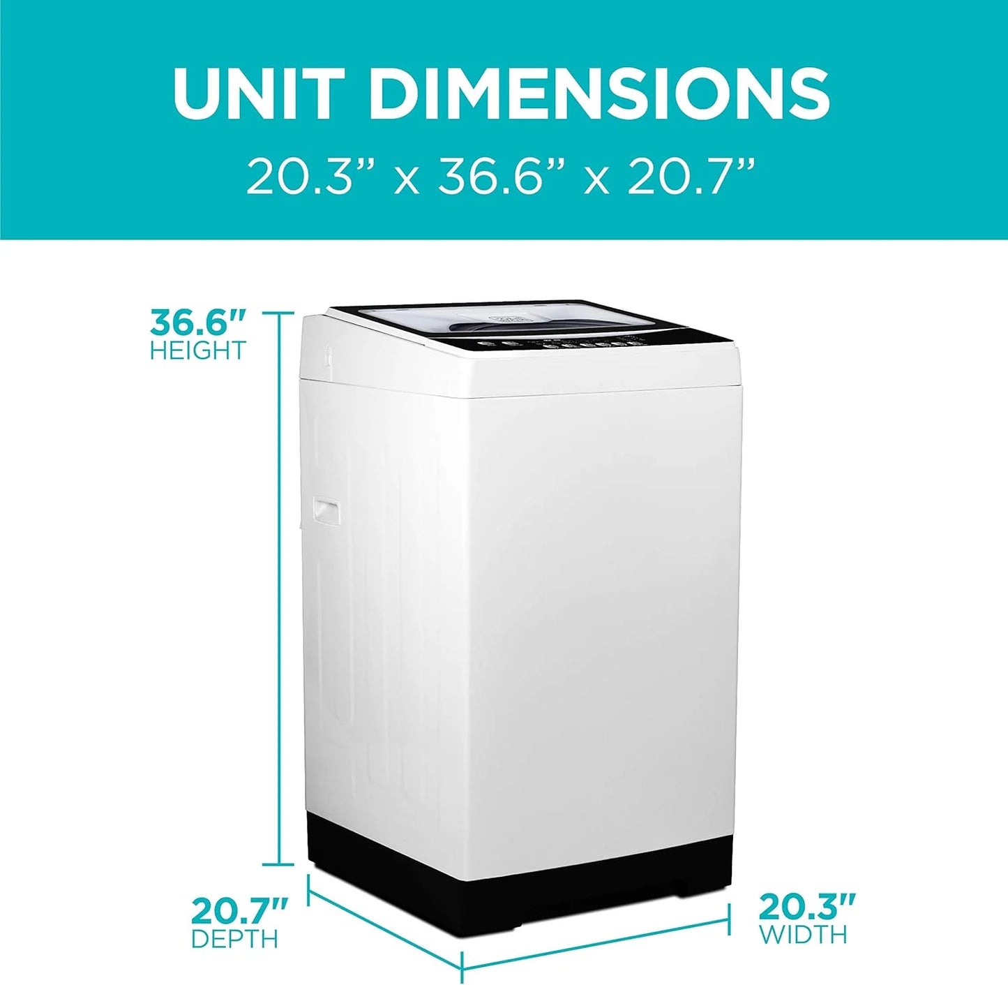 Portable Washer 6.6 lb. Capacity Washing Machine for Homes & Apartments 5 Wash Cycles Quick Connect Sink Adapter and Drain Hose Included Transparent Lid