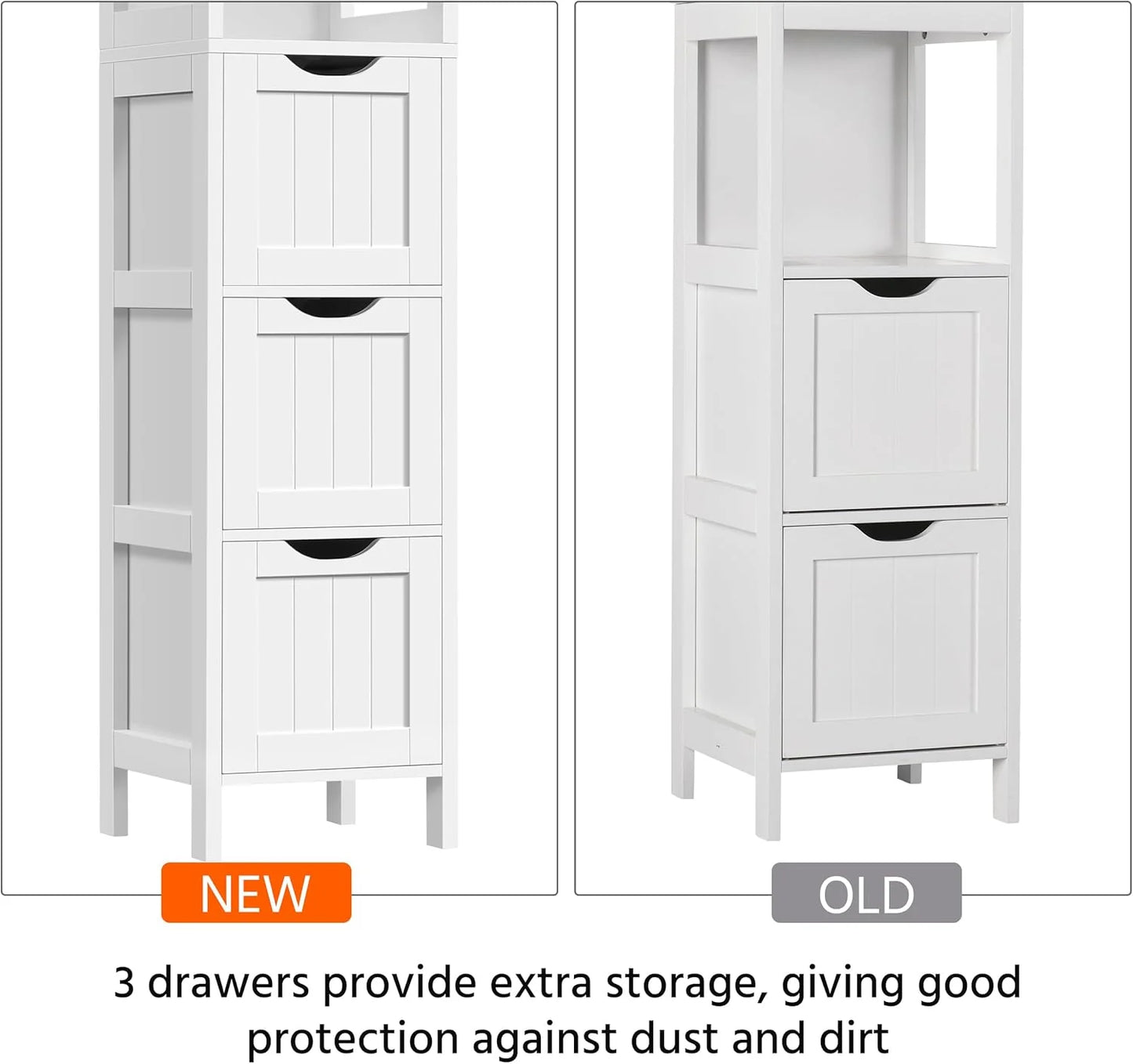 Bathroom Floor Cabinet, Wooden Storage Cabinet with 2 Drawers, Multifunctional Side Organizer Rack Stand Table