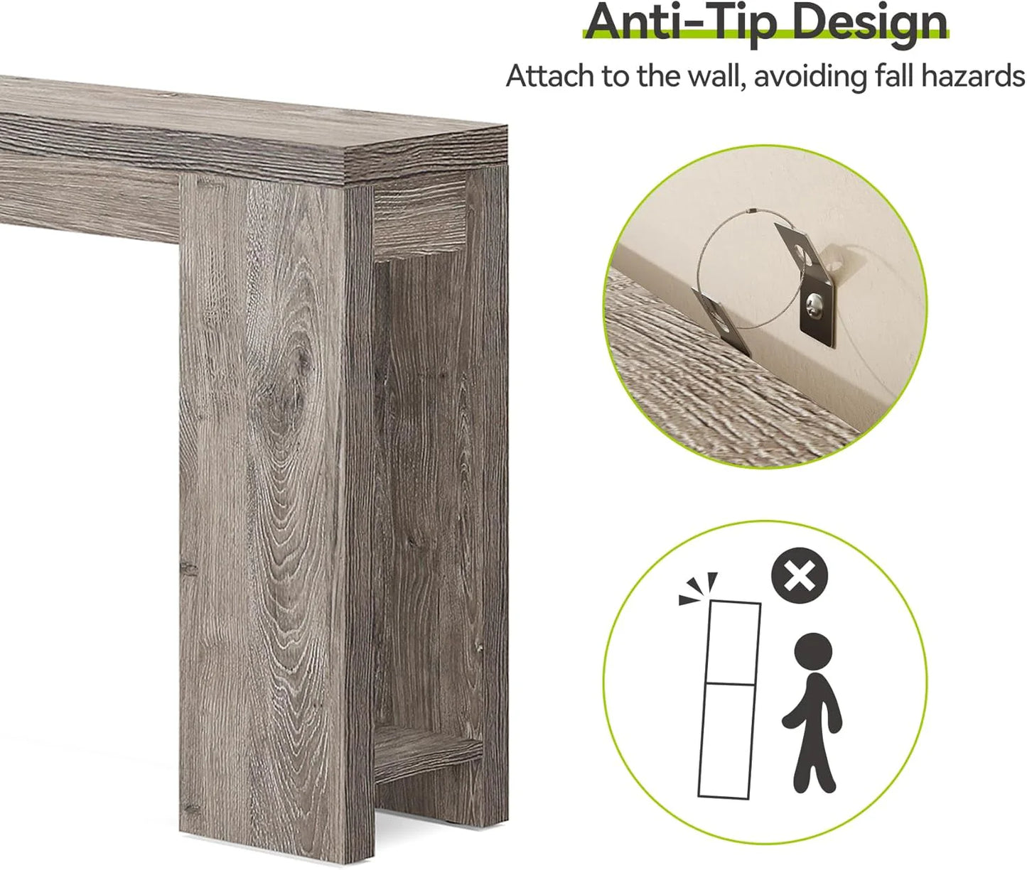 70.9-Inch Long Console Table Narrow Sofa Table Behind The Couch