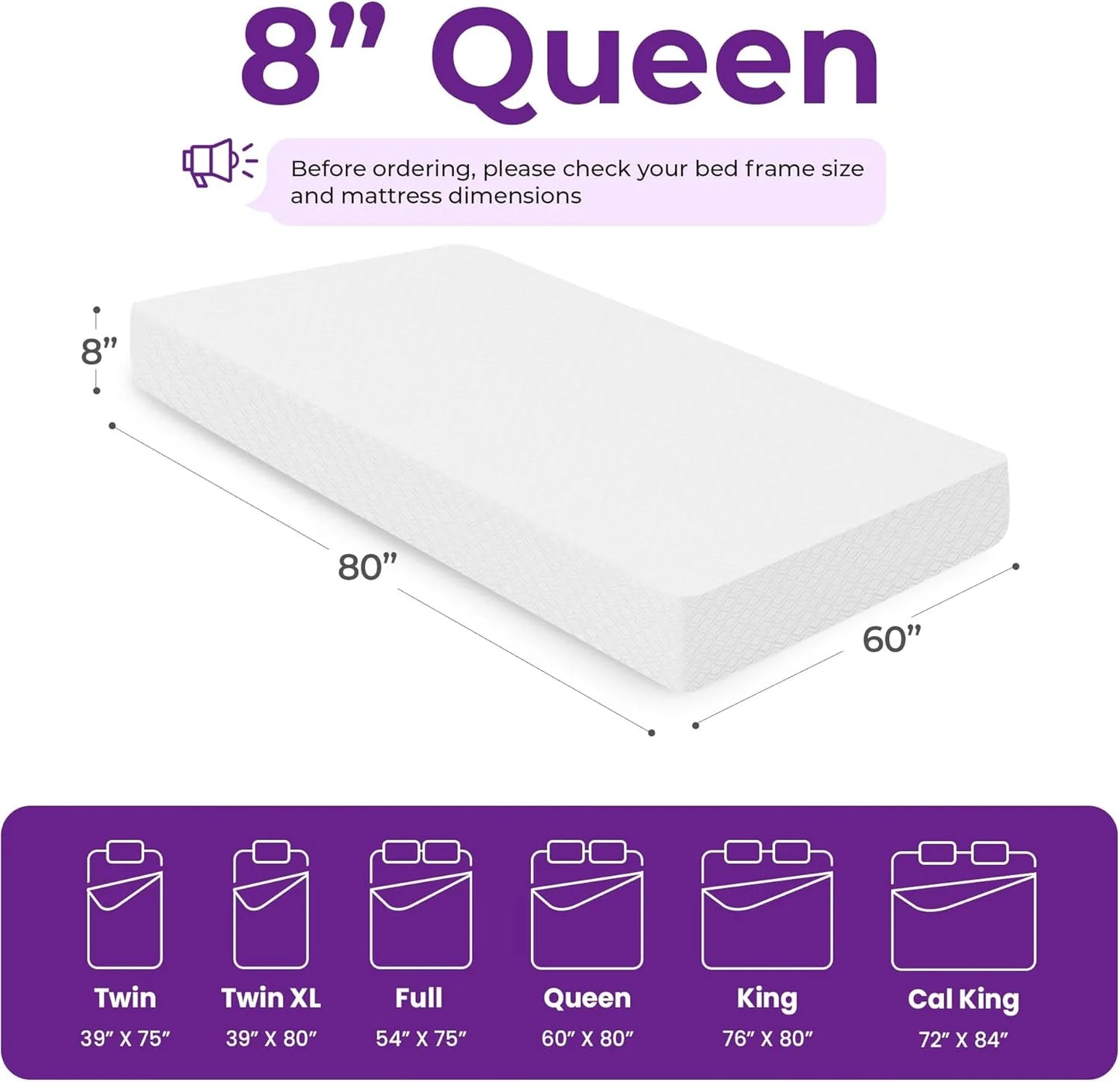 GAESTE 8-inch Fully Cooling Gel Memory Foam Mattress Mattress-in-a-Box