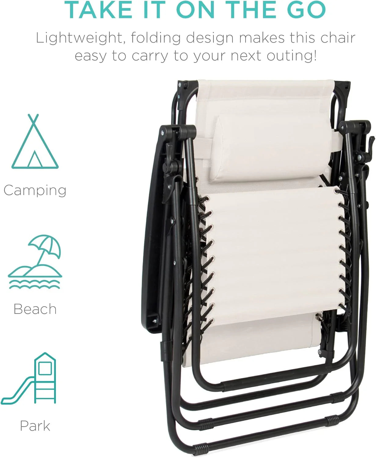 Best Choice Products Folding Zero Gravity Outdoor Recliner Patio Lounge Chair w/Adjustable Canopy Shade, Headrest, Side Accessory Tray, Textilene Mesh - Peacock Blue