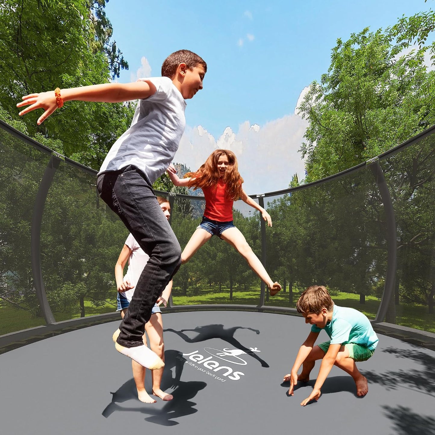 Trampoline 8FT 10FT 12FT 14FT 16FT, Recreational Trampolines with Enclosure Net and Ladder, Outdoor Anti-Rust Trampolines for Kids and Adults, ASTM Approved