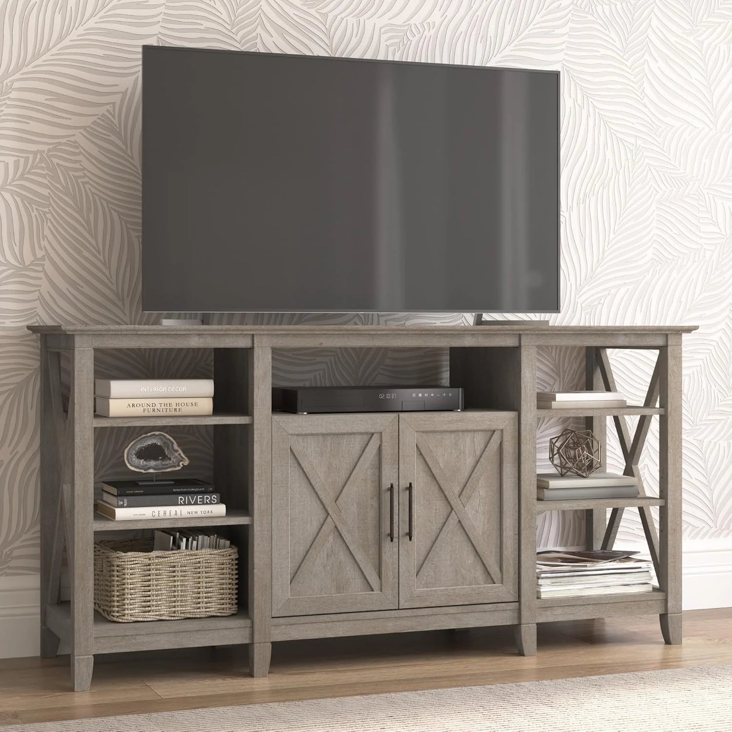 Key West Tall TV Stand for 65 Inch TV in Pure White Oak