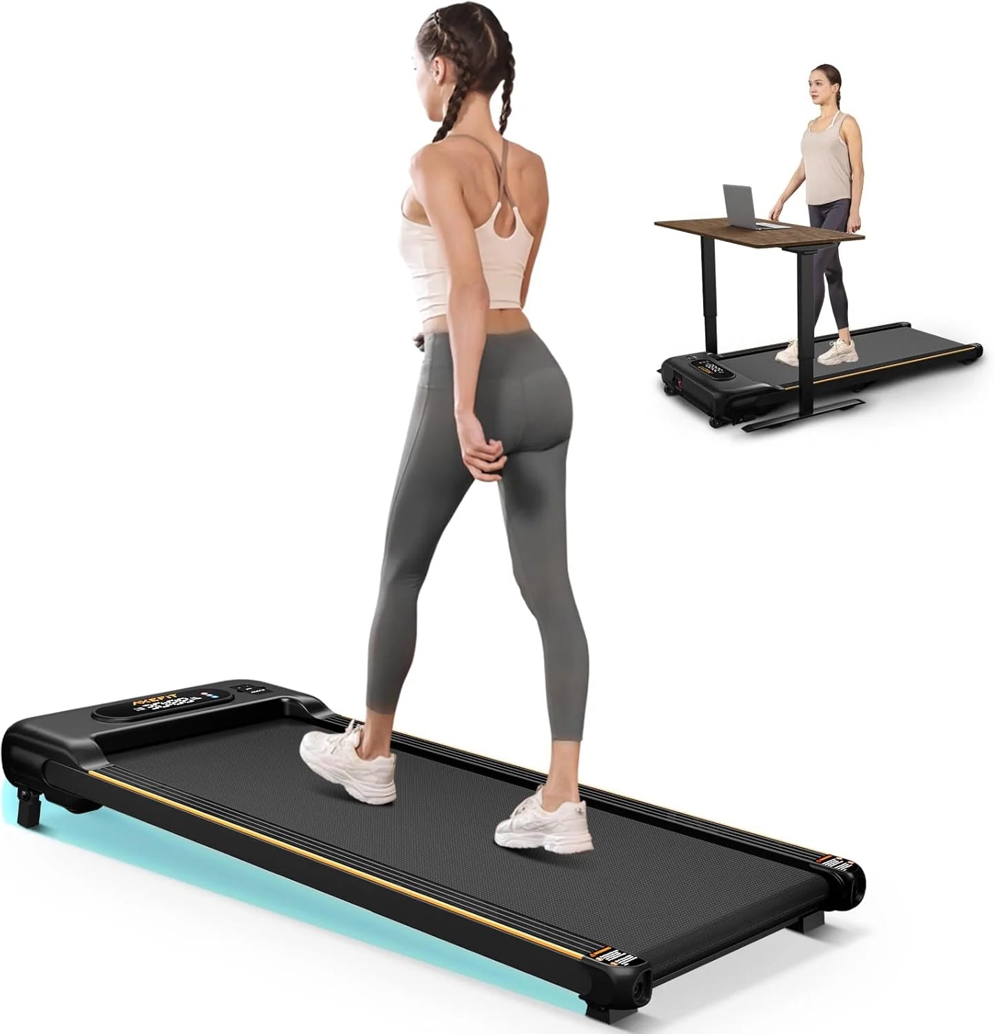 2.5 HP Portable Treadmill with Inclined Walking Pad, Panel and Remote, 4-in-1 Walking Treadmill, 265 lb Capacity