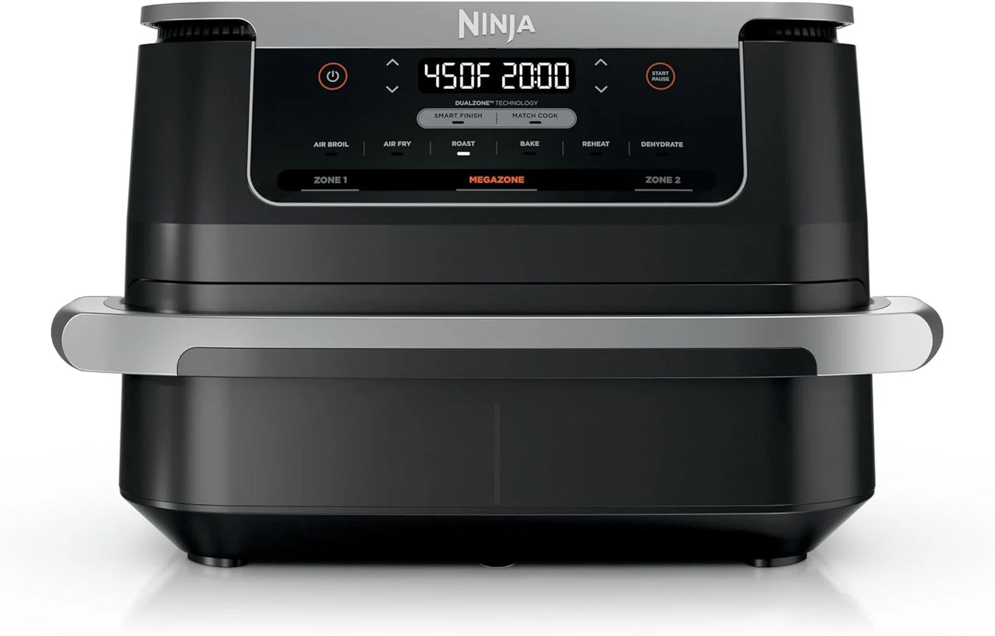 Ninja Foodi 6-in-1 FlexBasket Air Fryer with 7-QT MegaZone & Basket Divider for Large Proteins & Full Meals, Smart Finish Cook 2 Foods 2 Ways, Family Sized Capacity, Air Fry, Roast & More