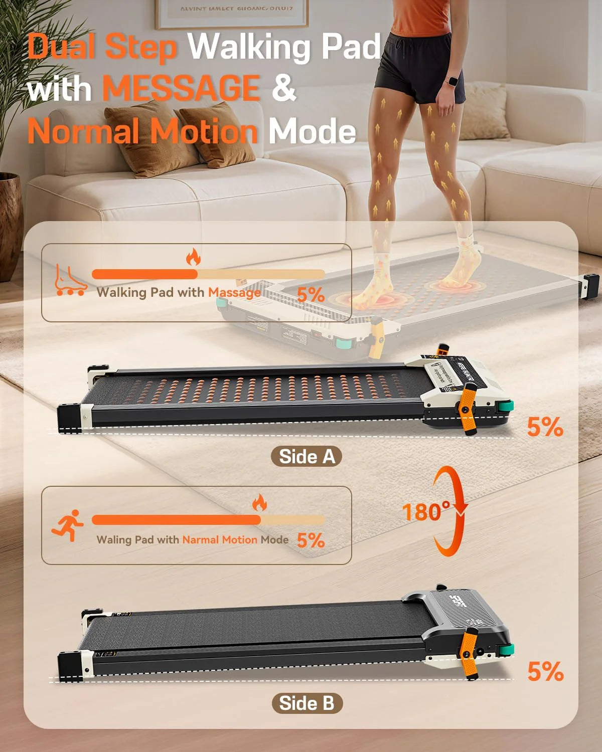 Akluer Inclined Home Treadmill 2.5 HP Small Under-Desk Treadmill with Remote Control and LED Display