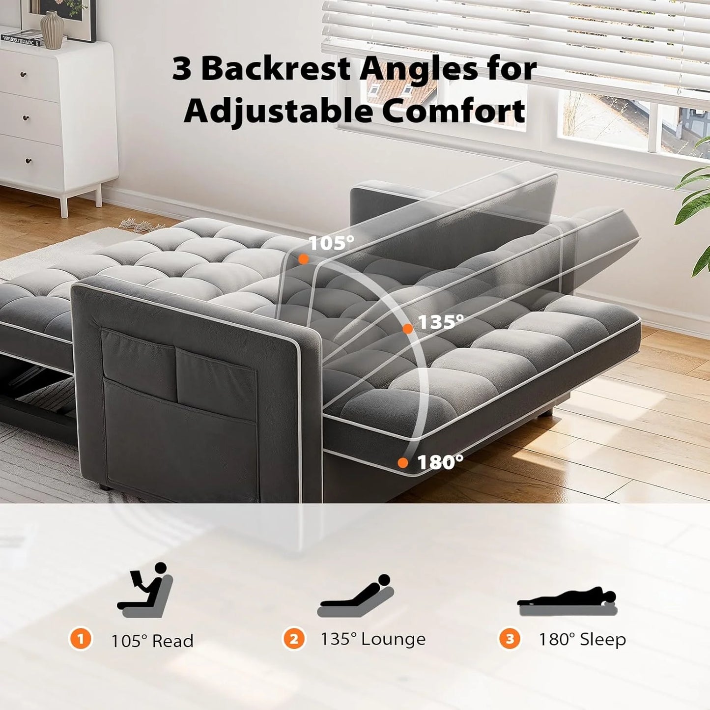 3 in 1 Convertible Sleeper Sofa Bed