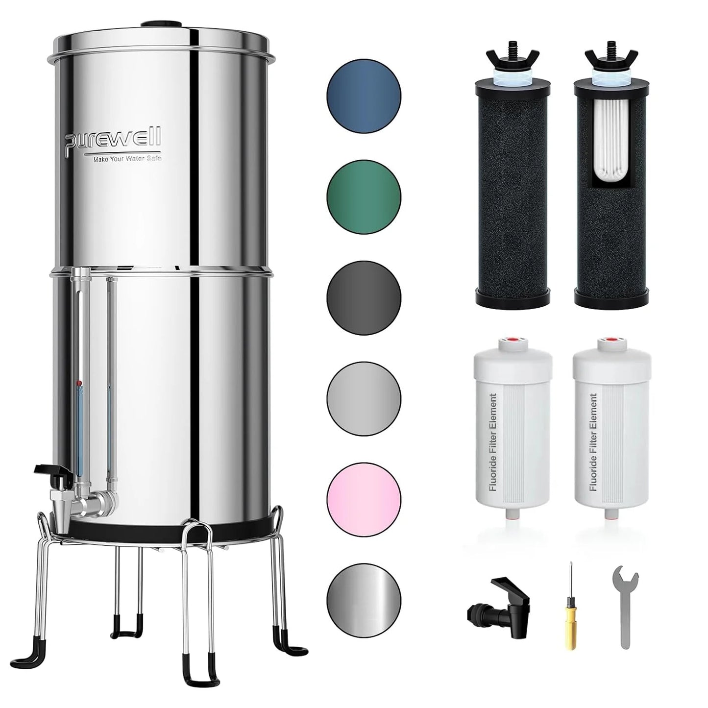 Purewell three-stage 0.01μm ultrafiltration gravity water filtration system 304