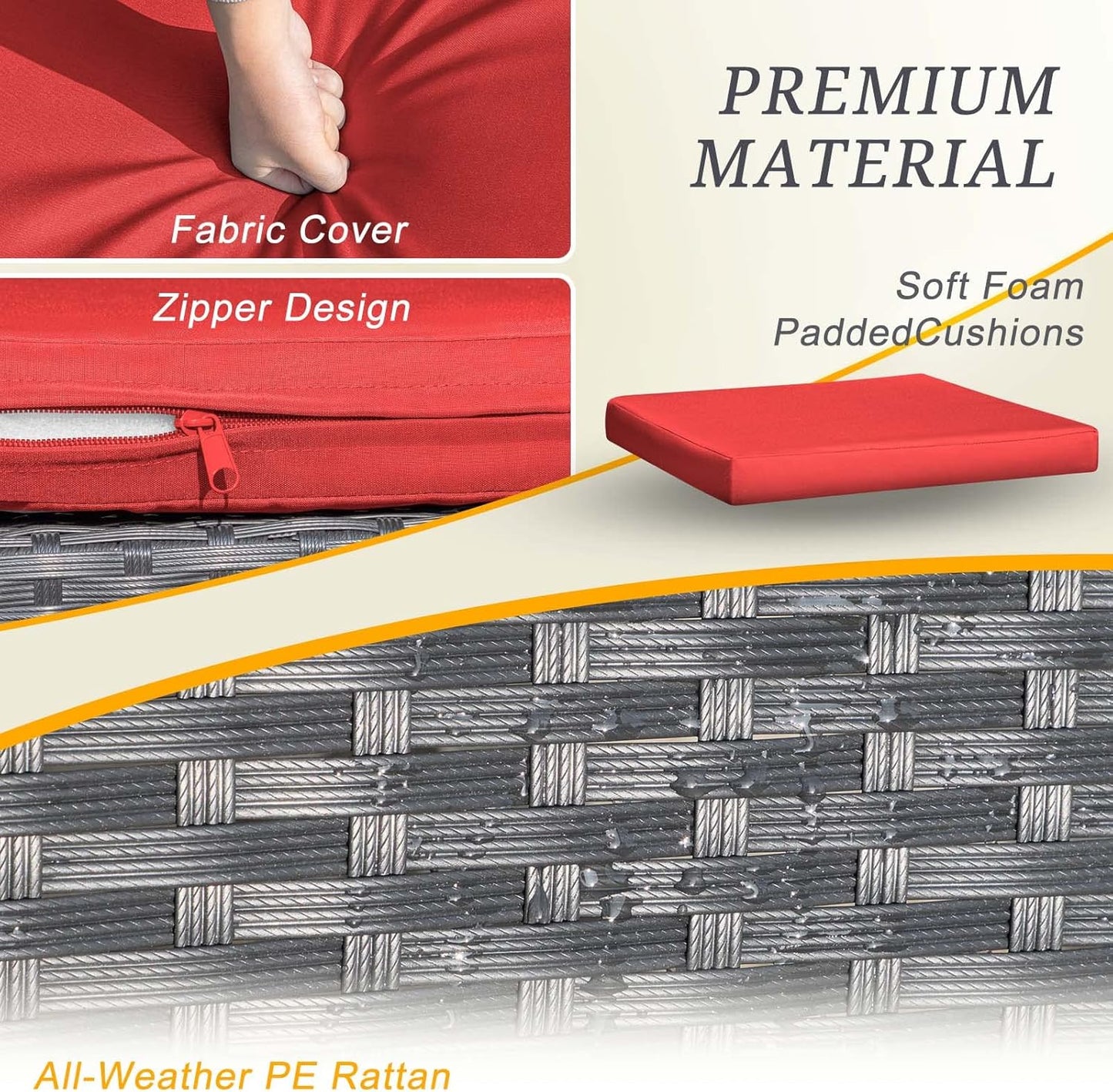 Flamaker 3 Pieces Patio Set Outdoor Wicker Furniture Sets Modern Rattan Chair Conversation Sets with Coffee Table for Yard and Bistro (Black)