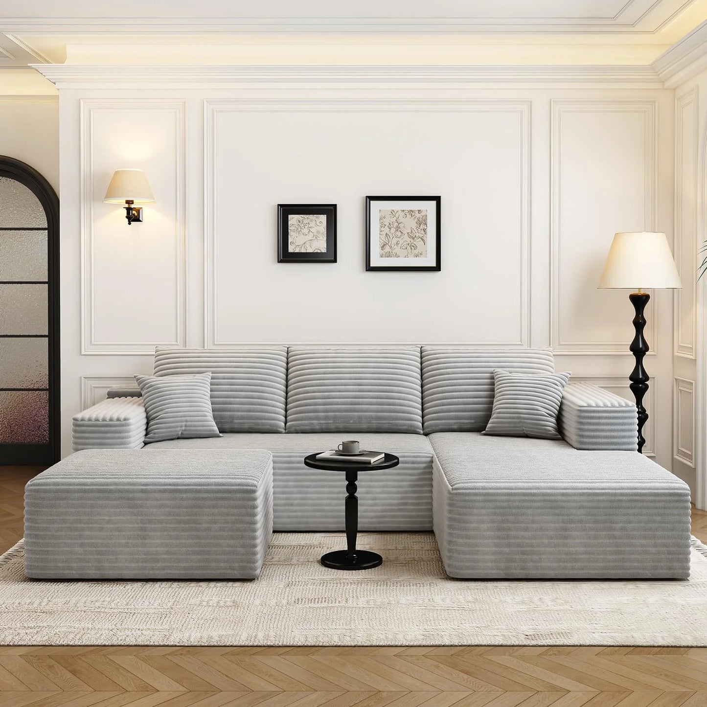 107.5" Cloud Modular Sectional Sofa Couch with L-Shape Chaise,Modern Minimalist Upholstered Couches