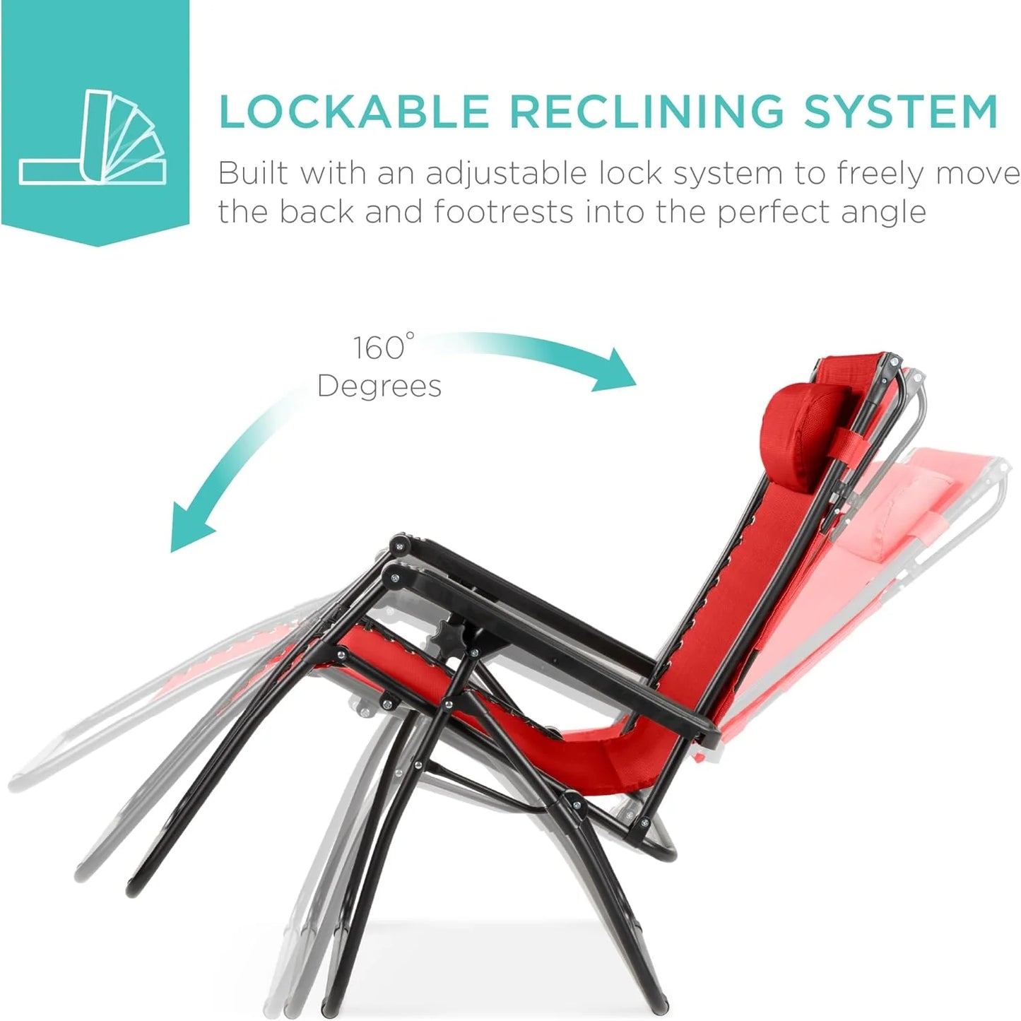 Best Choice Products Folding Zero Gravity Outdoor Recliner Patio Lounge Chair w/Adjustable Canopy Shade, Headrest, Side Accessory Tray, Textilene Mesh - Peacock Blue