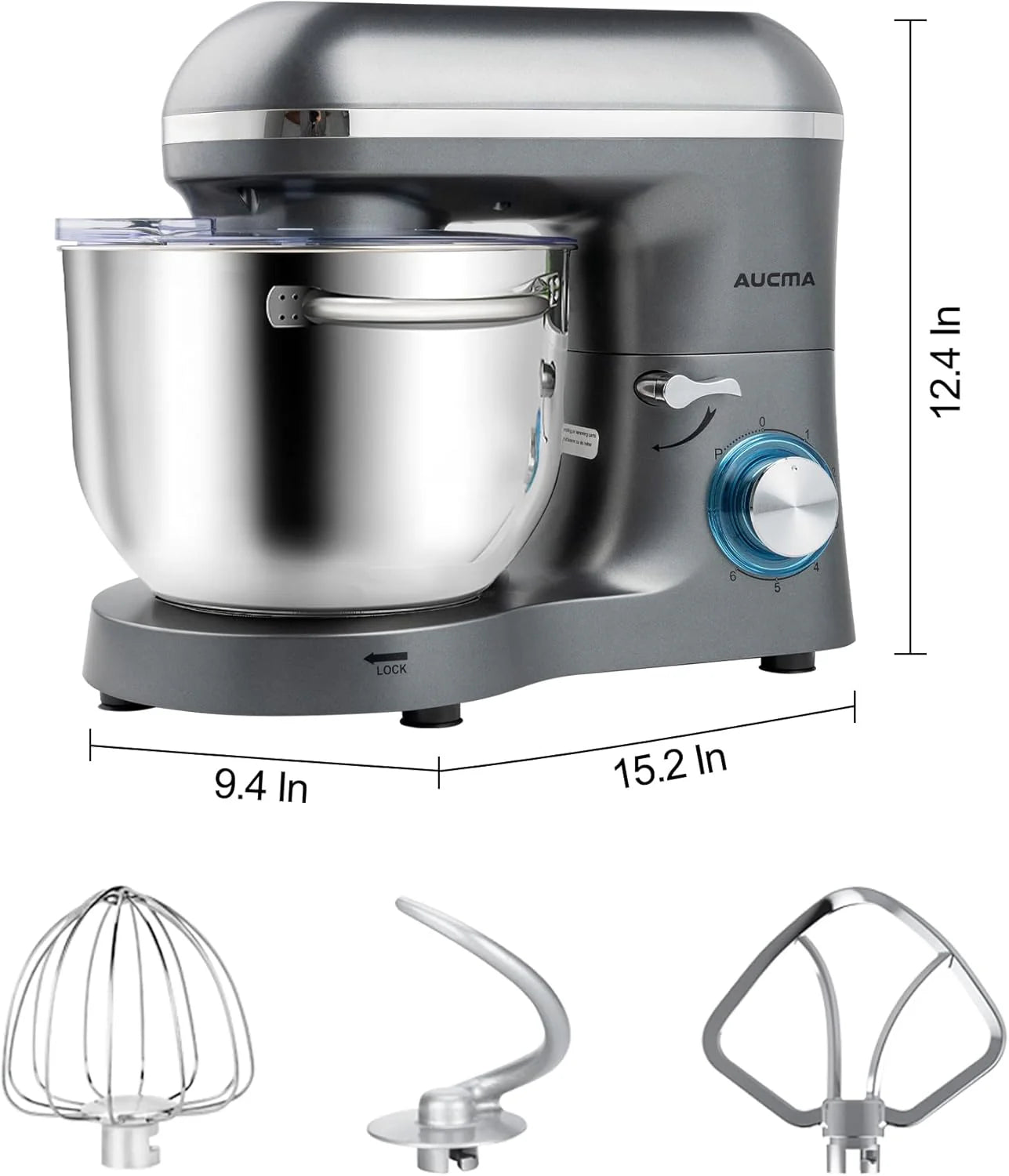 Aucma Stand Mixer,6.5-QT 660W 6-Speed Tilt-Head Food Mixer, Kitchen Electric Mixer with Dough Hook