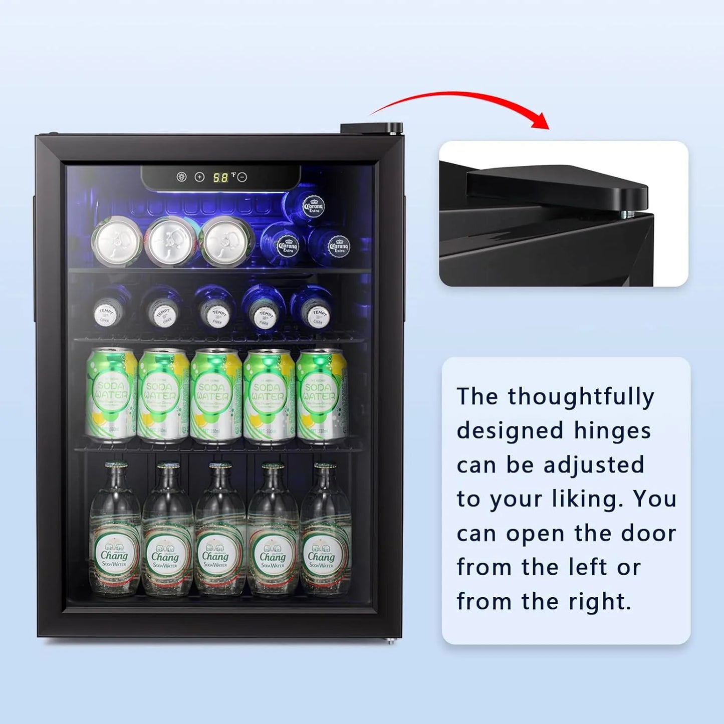 Antarctic Star Beverage Refrigerator Cooler 68 Can, Mini Fridge with Glass Door for Beer Drinks Wine,Freestanding Small Fridge with Electronic Temperature Control for Home and Bar,1.7 cu.ft