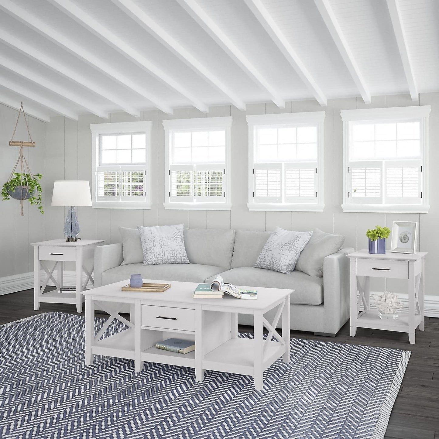 Key West Coffee Table with Storage in Washed Gray