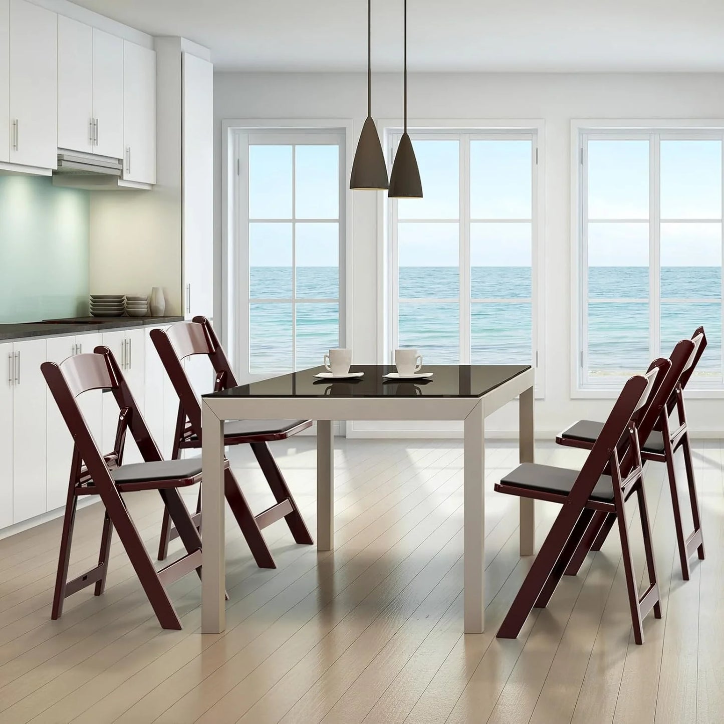 VINGLI Resin Folding Chair with Cushion Foldable Plastic Chair with Comfortable Cushioned Seat