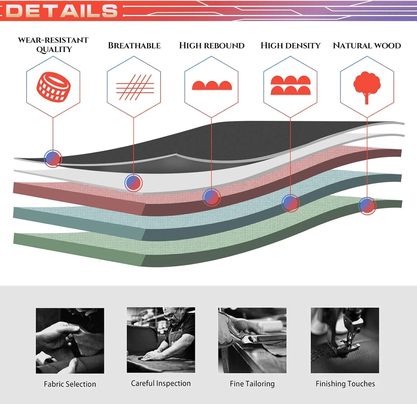 Executive Office Chair Computer Desk Chair Swivel Home Office Chair Upgraded Casters