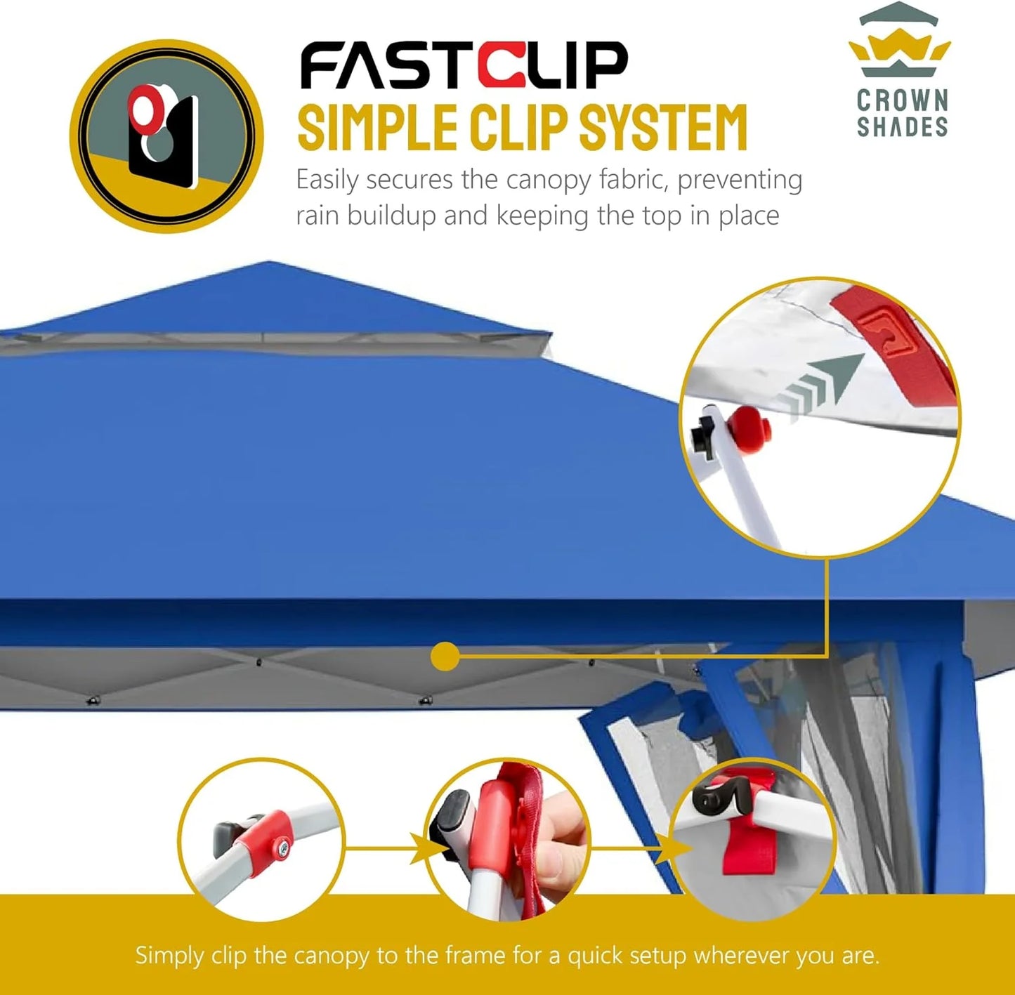 CROWN SHADES 13x13 Pop Up Gazebo, Canopy Tent, Gazebos on Clearance - Outdoor Gazebo for Backyard & Patio Furniture - Carpa Pop Up Tent with Wheeled STO-N-Go Cover Bag (White)