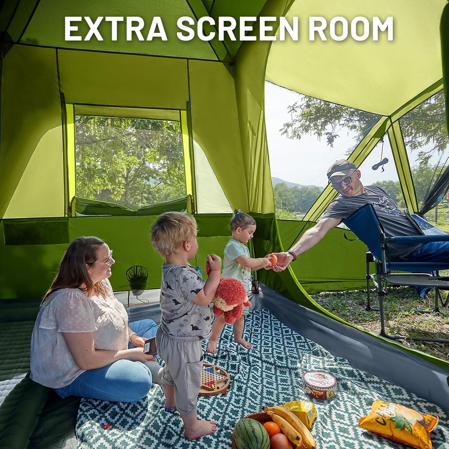 TIMBER RIDGE 5-9 Person SUV Tent with Screen Porch and Awning for Family Camping, Weather Resistant and Portable Van or Car Tent, Includes Rainfly and Storage Bag, 13' W X 10' L X 7.1' H