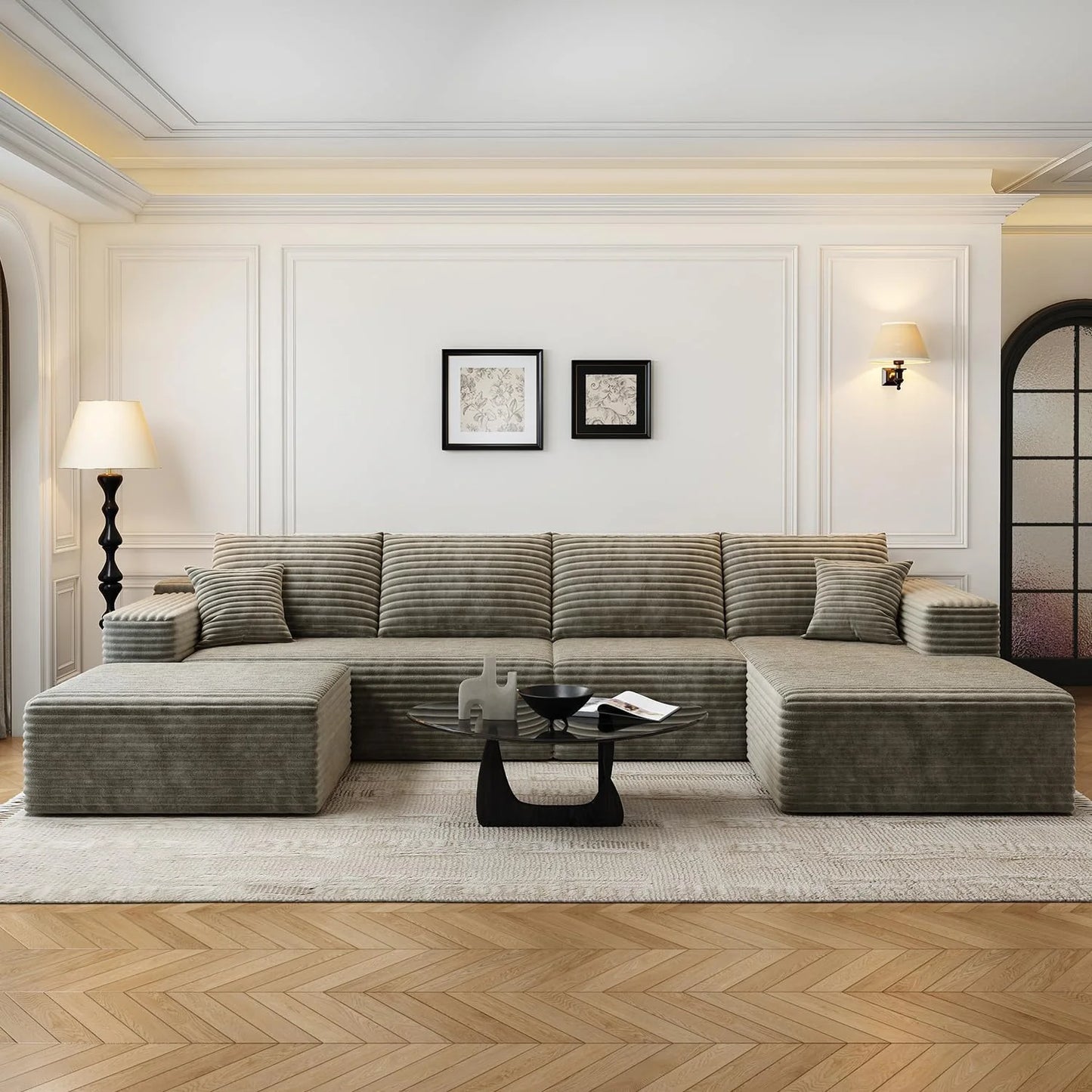 107.5" Cloud Modular Sectional Sofa Couch with L-Shape Chaise,Modern Minimalist Upholstered Couches