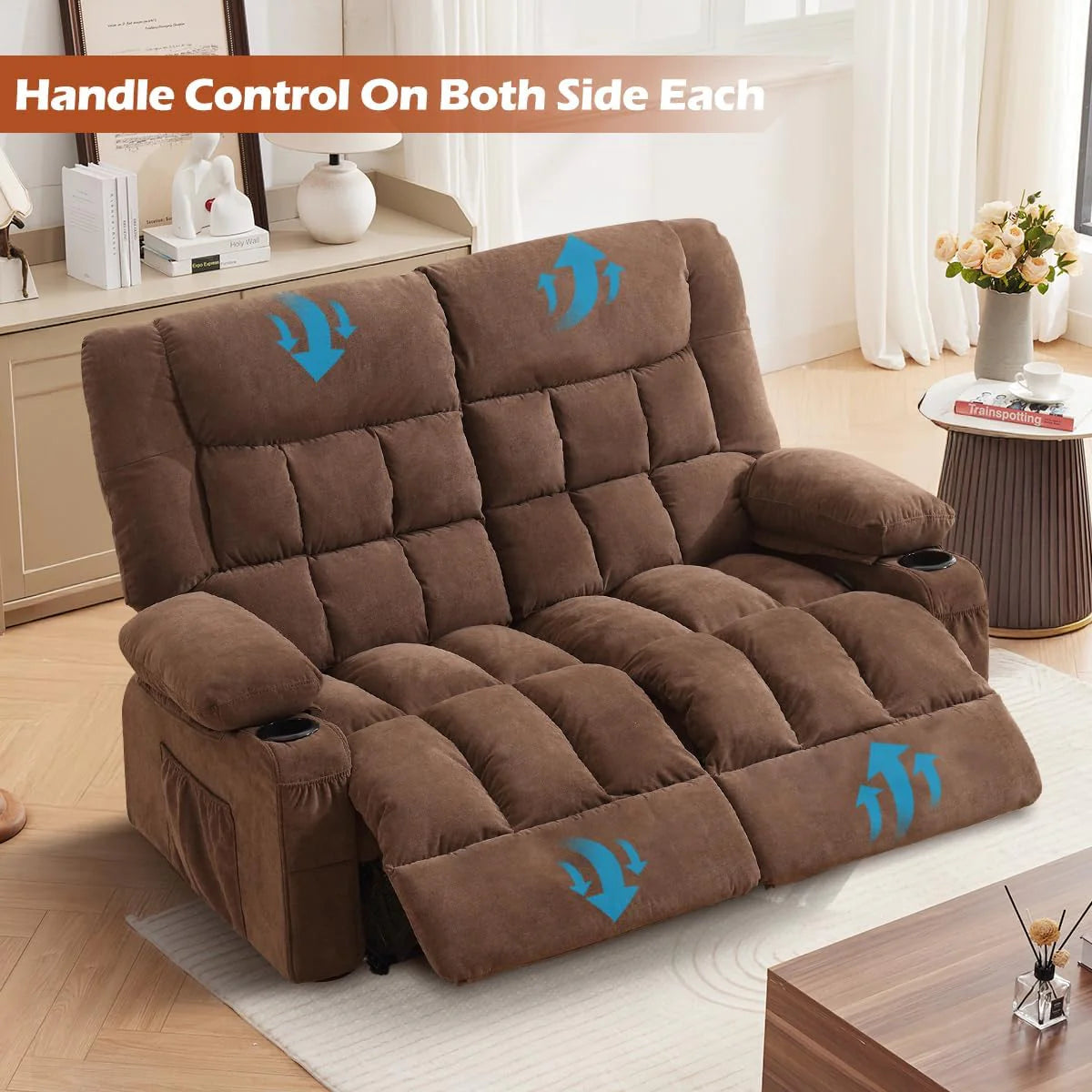 Recliner Loveseat with Cup Holders for Living Room