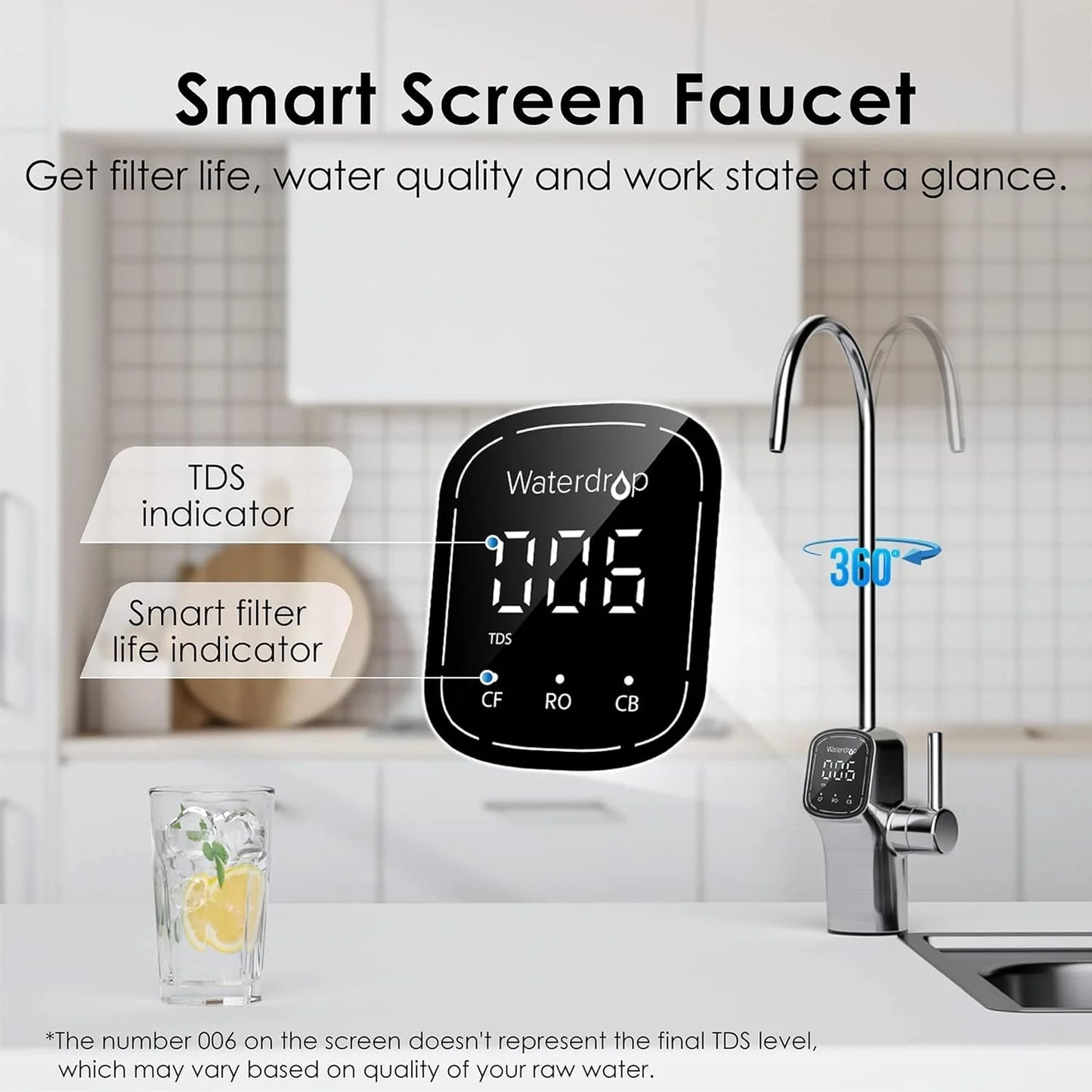 Waterdrop G3P600 reverse osmosis system Water filter Intelligent LED faucet