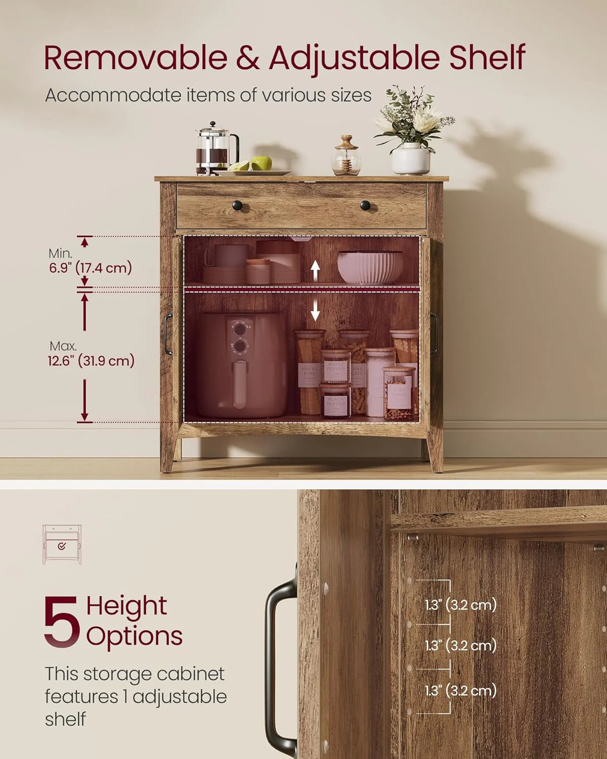 Storage Cabinet Buffet Cabinet with Adjustable Shelves