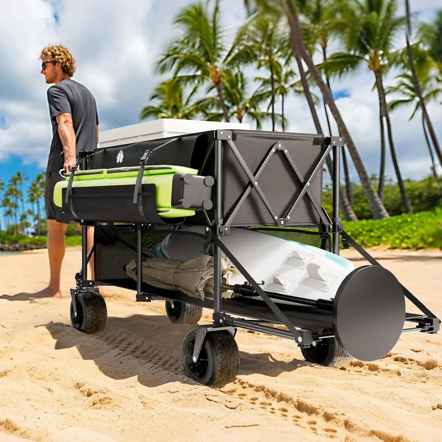 48" Extra Large Folding Travel Cart, 560 lb Capacity, 350 L Heavy Duty Utility Cart with Brakes and All-Terrain Wheels