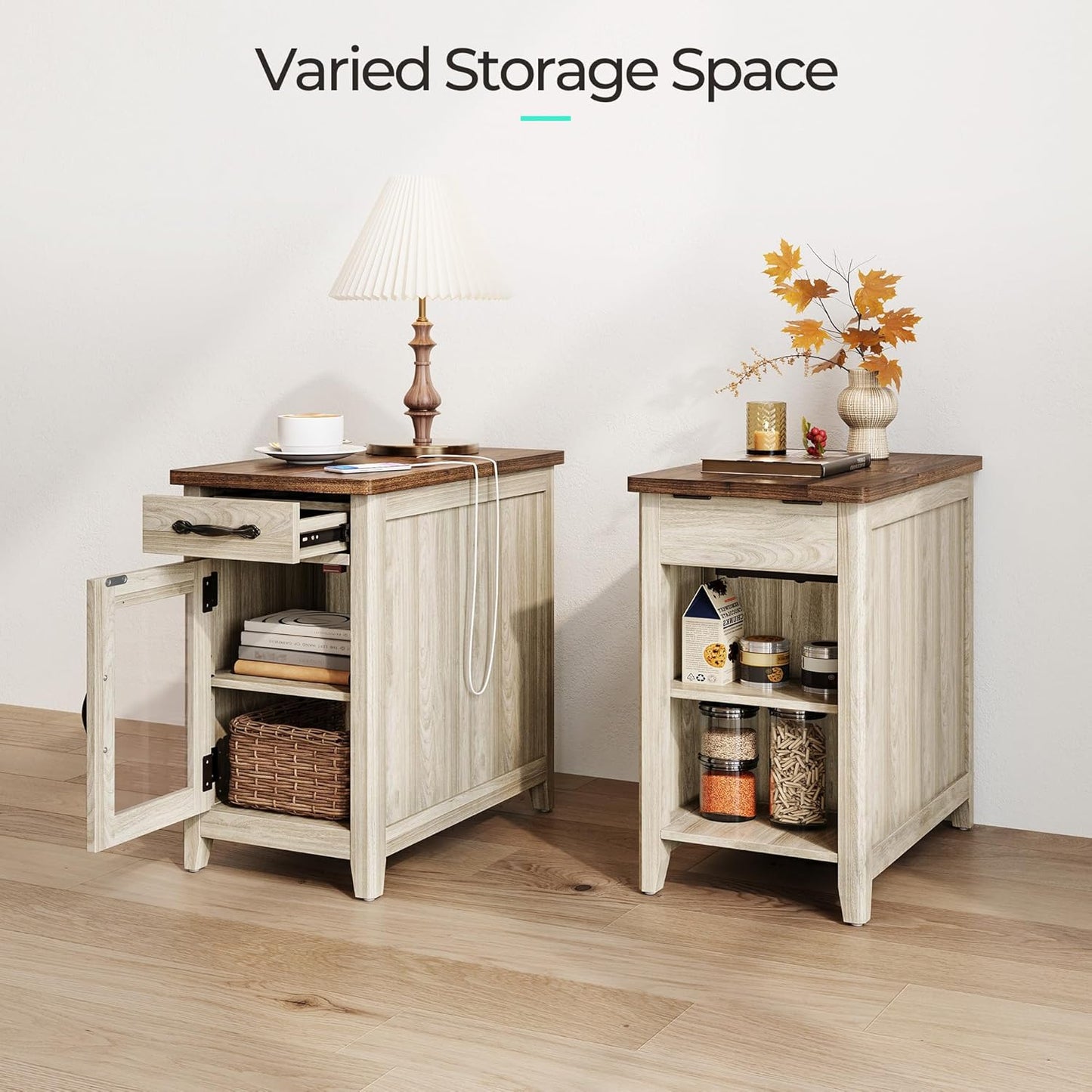 Farmhouse End Table Narrow Side Table Small Nightstand