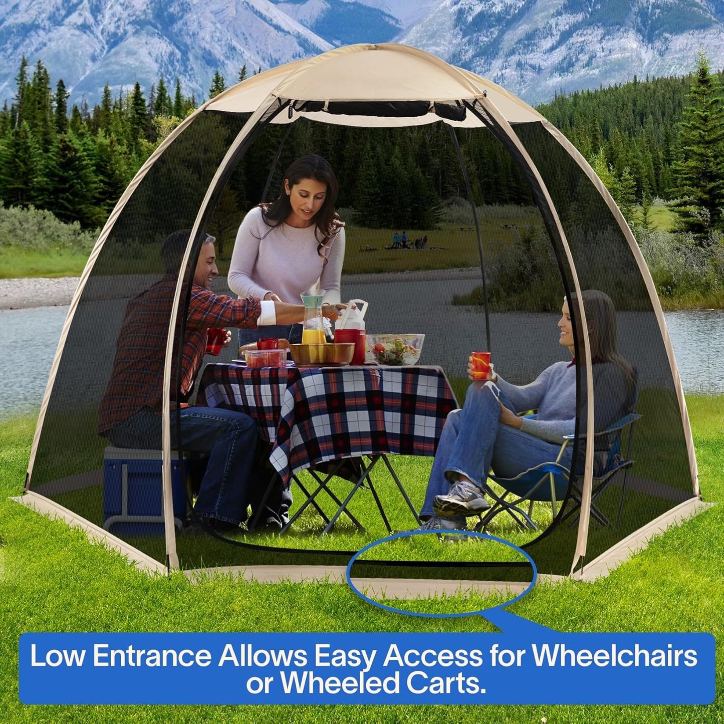 Screen gazebo, sleeps 6-10-15 people Igloo-style canopy tent with mosquito net on the sides Perfect for garden, patio, backyard