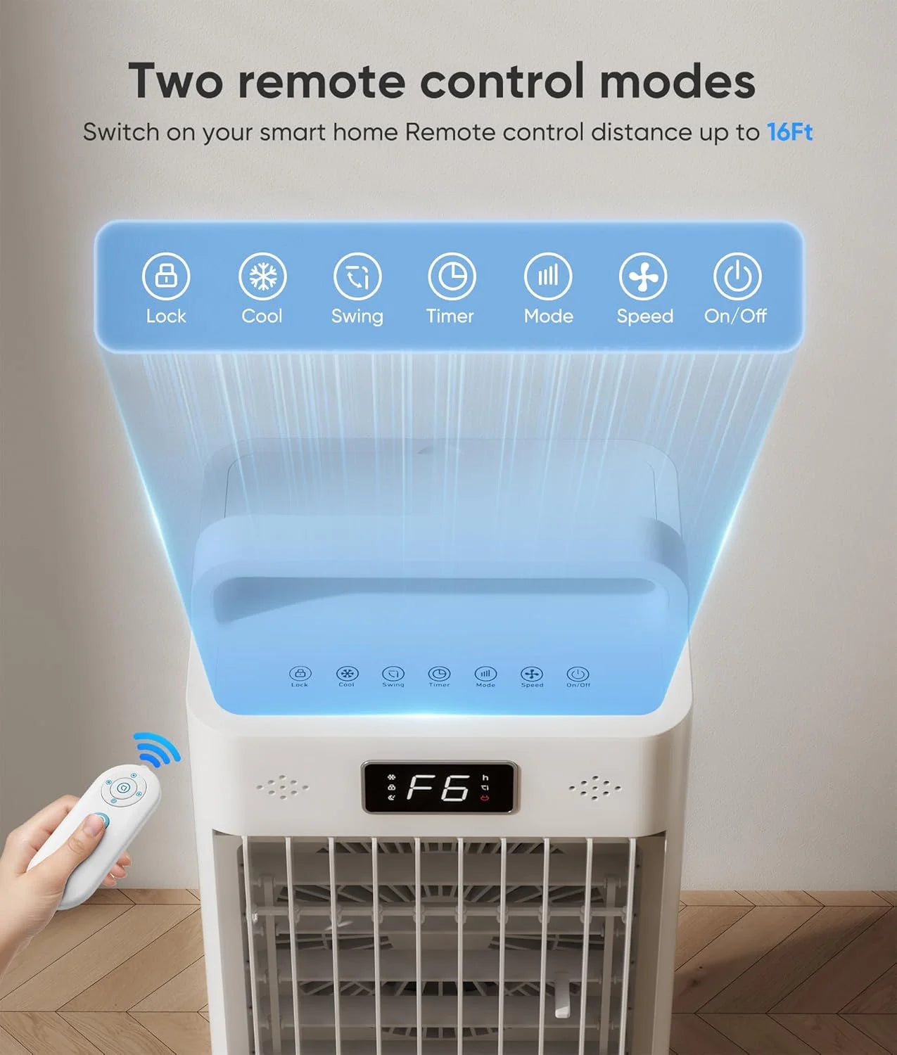 Windowless Portable Air Conditioners, Evaporative Air Cooler w/3 Modes & 3 Speeds, 12H Timer for Smart Auto-off, 2-Gal Tank for 20H Cooling,16FT Remote,No Hose Needed,46db Swamp Cooler