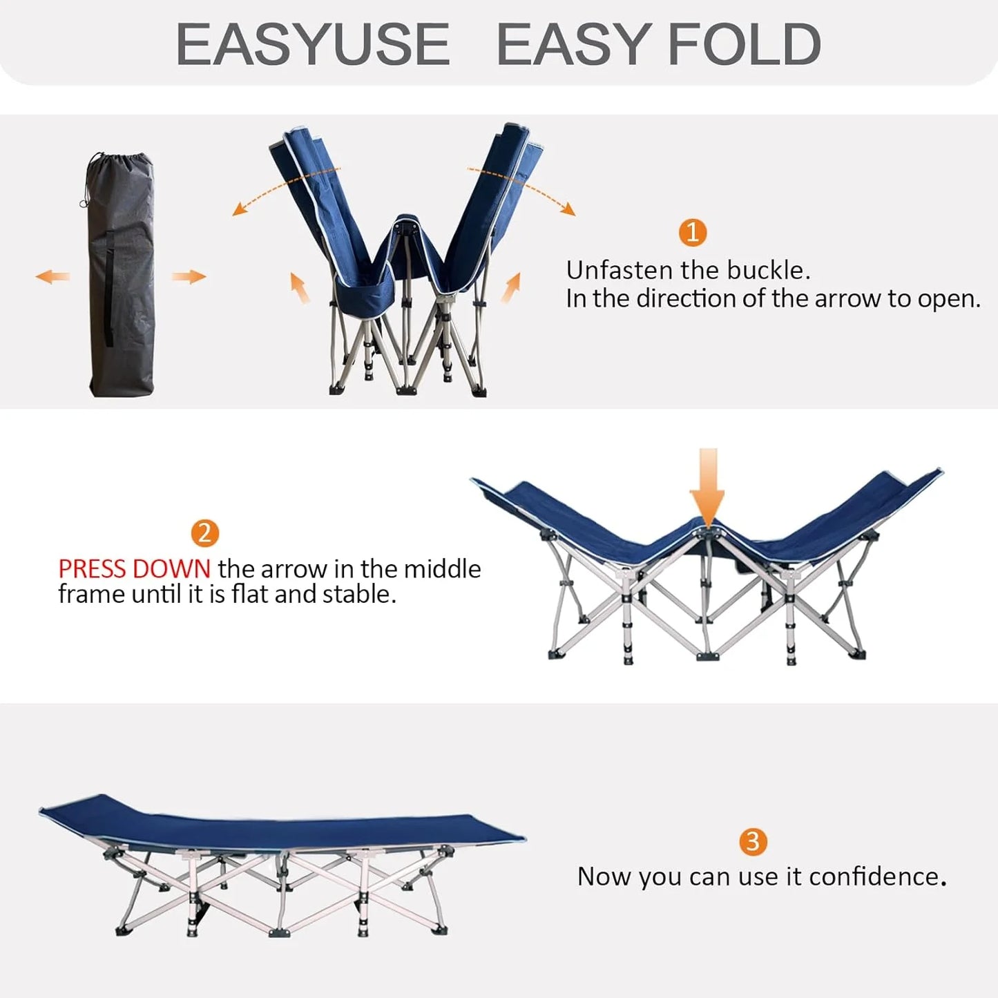 2-pack camping cots with mattresses, comfortable sleeping beds, adult camping cots, 2-person folding beds, heavy-duty sleeping beds