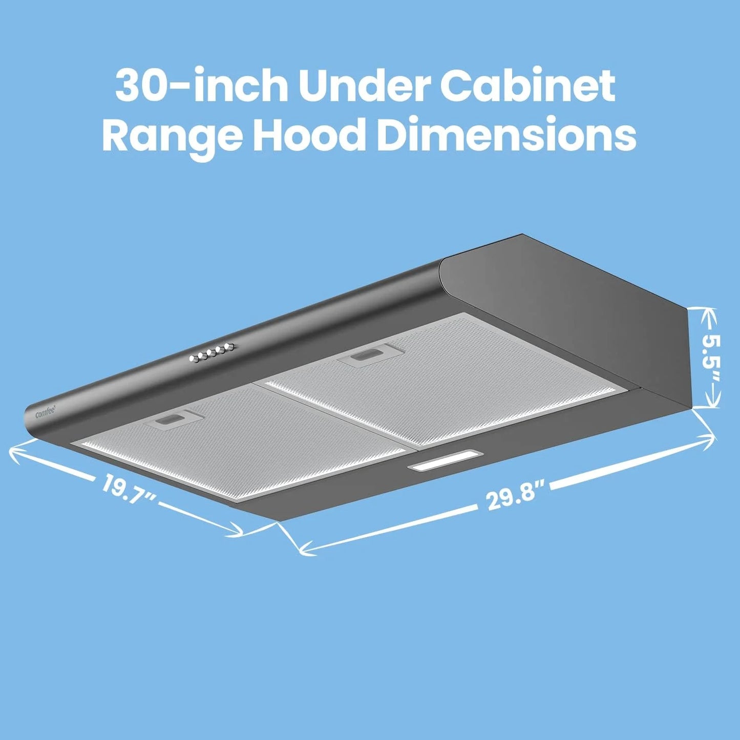 Comfee 30" Under Cabinet Ducted/Ductless Convertible Slim Vent Durable Stainless Steel Kitchen Reusable Filter