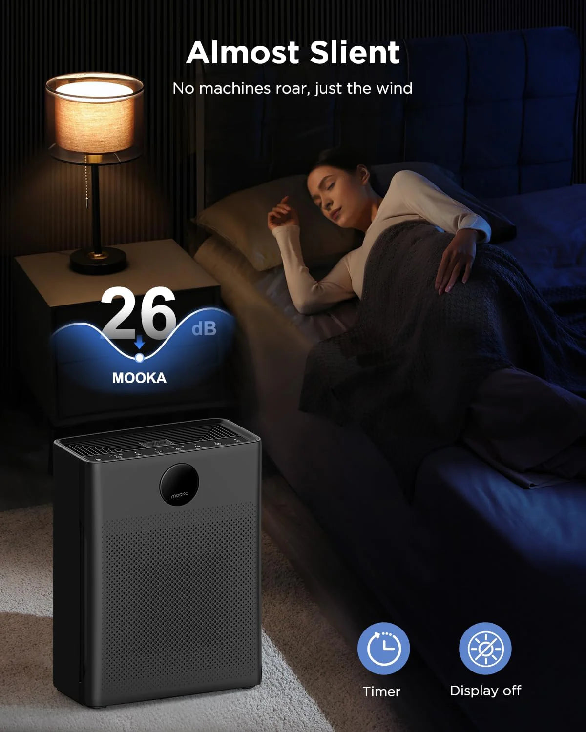 Air Purifiers for Home Large Room up to 2200sq.ft, MOOKA Air purifier for Home Pets with Washable Filter