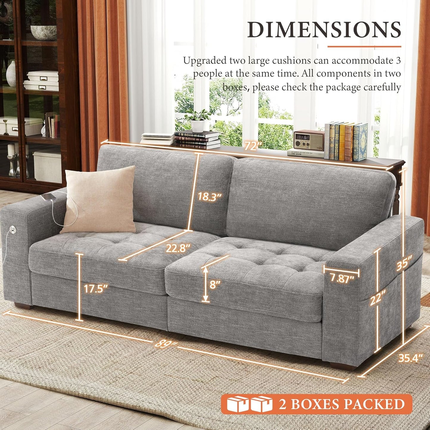 ihanherry 146-inch U-shaped modern sofa modular area cloud sofa