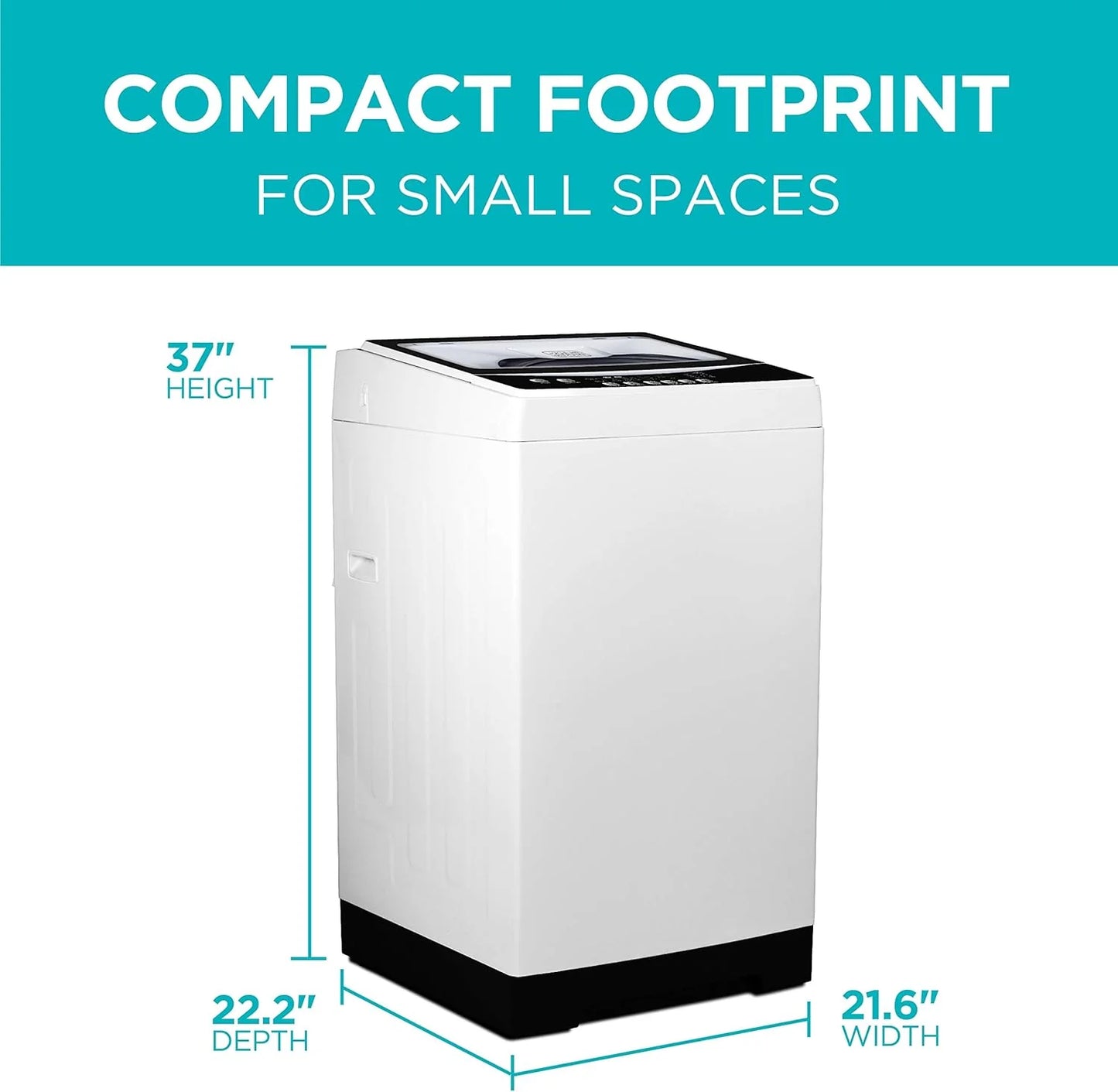 Portable Washer 6.6 lb. Capacity Washing Machine for Homes & Apartments 5 Wash Cycles Quick Connect Sink Adapter and Drain Hose Included Transparent Lid