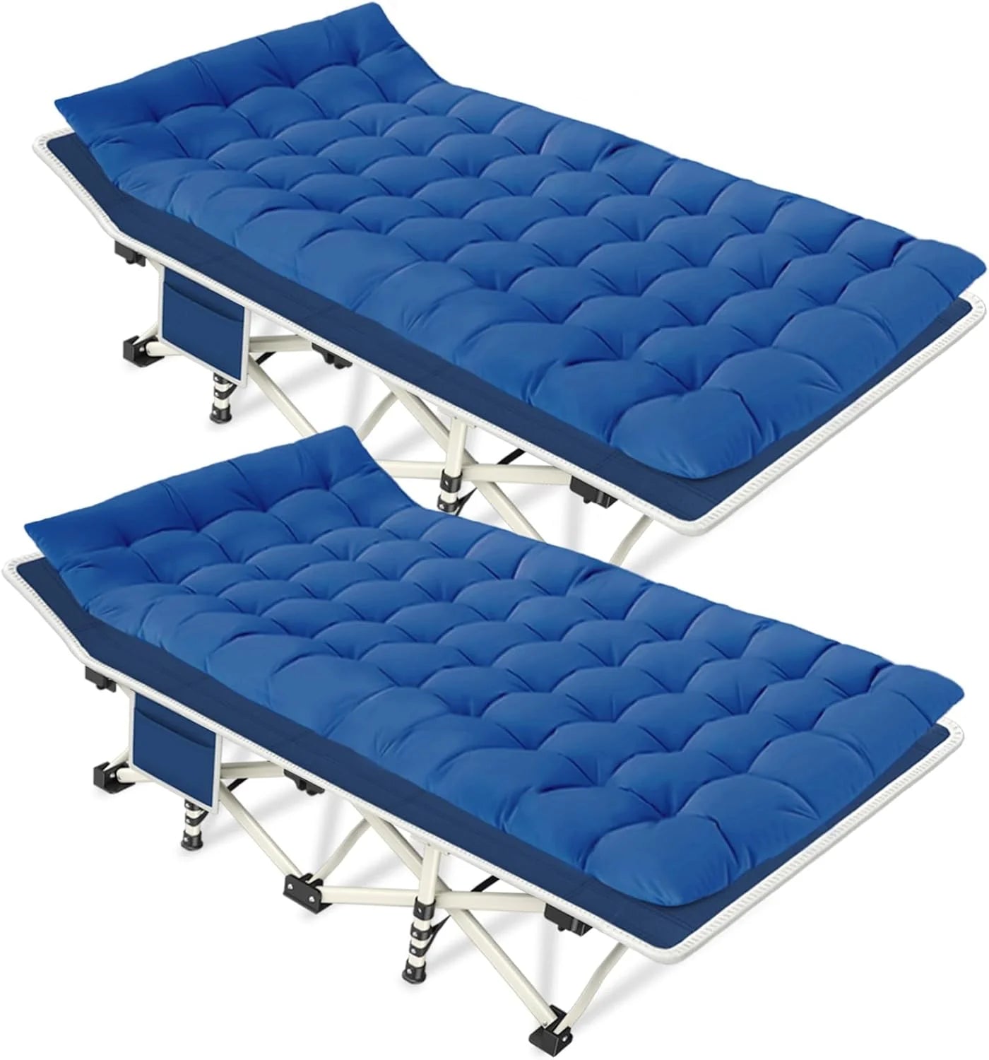 2-pack camping cots with mattresses, comfortable sleeping beds, adult camping cots, 2-person folding beds, heavy-duty sleeping beds
