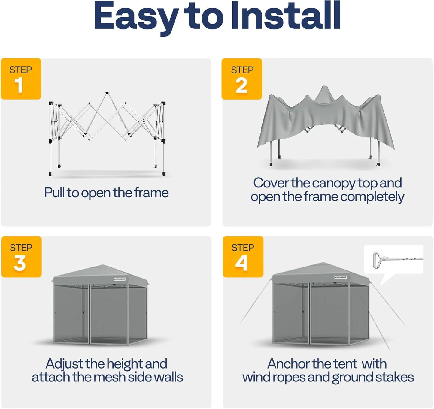 10x10ft Easy Pop-Up Canopy, Outdoor Screen Tent with Mosquito Netting, 2 Zipper Doors, and Roller Bag for Yard Camping Picnic Party Events, Beige