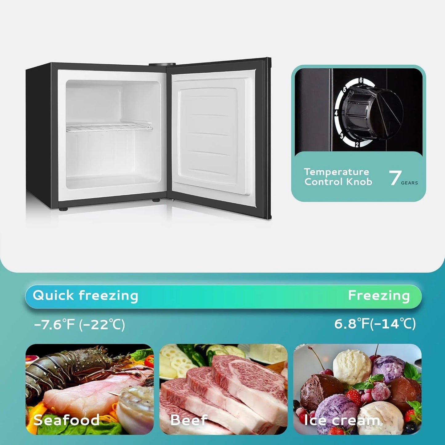 Upright freezer, 3.0Cubic Feet, Single Door Compact Mini Freezer with Reversible Door Small freezer for Home/Dorms/Apartment/Office